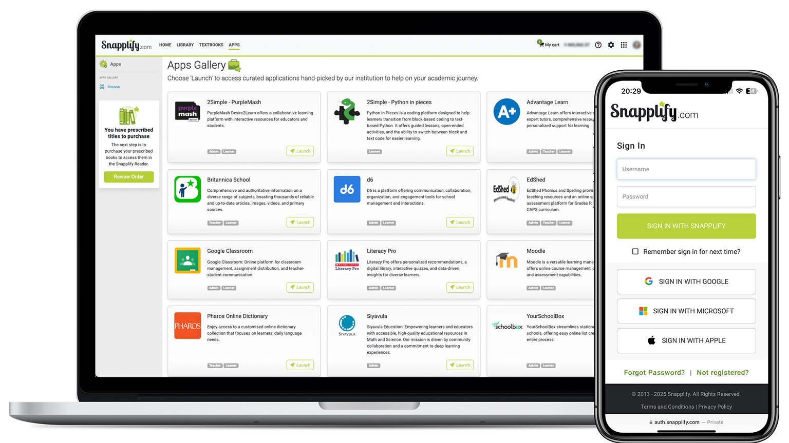 Apps-and-SSO-device-web - Snapplify Cloud Services
