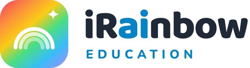 iRainbow Education logo: a colorful rounded-square icon with a white rainbow motif and a star, beside the 'iRainbow Education' wordmark.