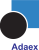 Abstract banner with overlapping blue shape and a large black circle, and blue text reading 'Adaex' at the bottom.