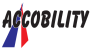 Logo featuring the word 'ACCOBILITY' in bold italic black letters, with blue and red triangular shapes forming a graphic on the left side.