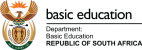 Official logo of the Department of Basic Education, Republic of South Africa, featuring the national coat of arms and the department name.