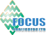 Logo for Focus Publishers Ltd with stacked turquoise mountain shapes and peach outlines, and bold blue text 'FOCUS PUBLISHERS LTD'.