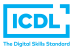 ICDL logo: blue square frame surrounding the letters ICDL, with the slogan 'The Digital Skills Standard' in blue text.