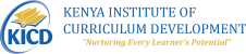 KICD logo: open-book graphic with blue and gold colors, accompanying text 'KENYA INSTITUTE OF CURRICULUM DEVELOPMENT' and the motto 'Nurturing Every Learner's Potential'