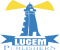 Logo for Lucen Publishers: blue lighthouse with yellow light beams and a blue banner reading PUBLISHERS.